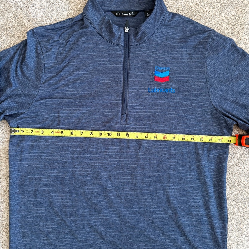 Travis Mathew Blue Gray Lightweight Quarter-Zip Pullover with Chevron Logo - Picture 6 of 7